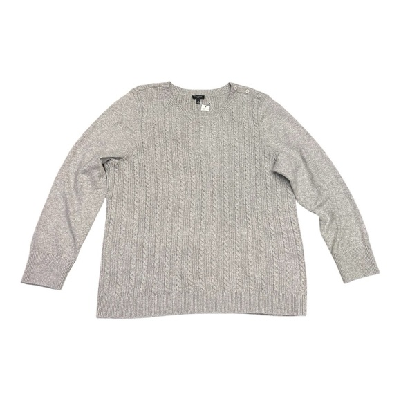 Talbots Plus Metallic Allover Cable Knit Crewneck Sweater - Picture 2 of 10
